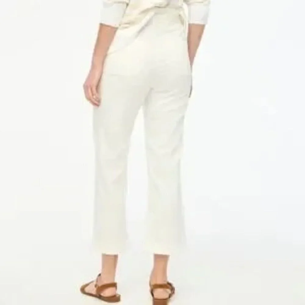 J. Crew Women's Petite Belted Paperbag Jean Soft White Pockets Crop Size P28 NWT